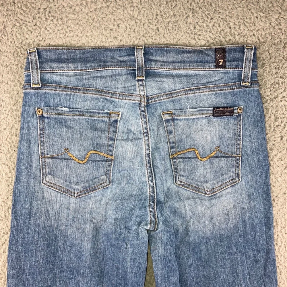 7 For All Mankind Skinny Jeans Women 26 Medium Wash Whiskered Stretch‎ Denim